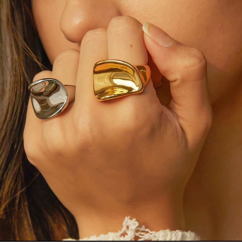 Gold-Plated Chunky Statement Open Ring